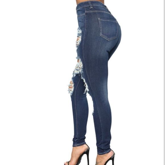 Fashion Nova High Rise Distressed Skinny Jeans 5 6 - Picture 6 of 16
